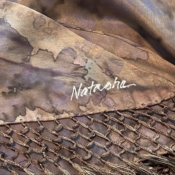 Natasha Handmade Tie Dye Triangle Shawl with Fringes (Repost) - Picture 7 of 7